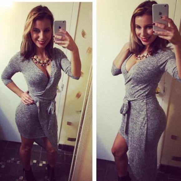 SOLD gray wrap dress