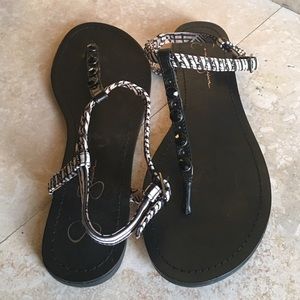 Jessica Simpson Black Zebra Print Sandals