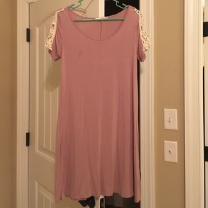 Mauve dress with lace detail sleeves