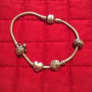 Pandora Bracelet with 4 charms