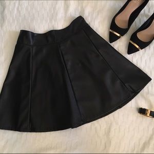 NWT socialite Black leather skater skirt