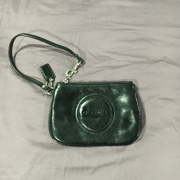 Authentic Coach Small Black Leather Wristlet