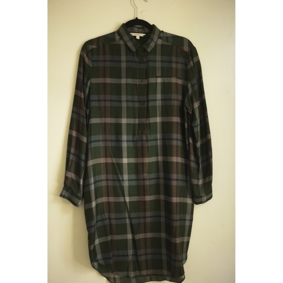 & Other Stories Green Silk Shirt Dress