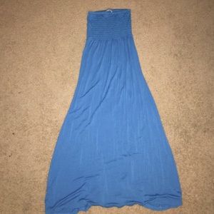Strapless blue long dress