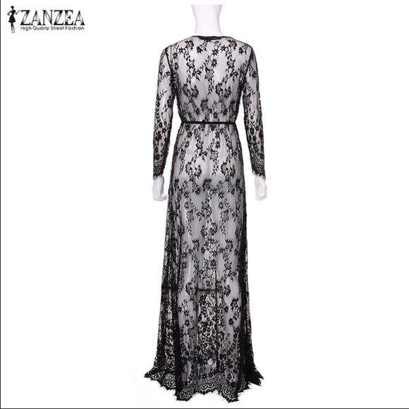 White Lace Floor Length Gown - Picture 3 of 6