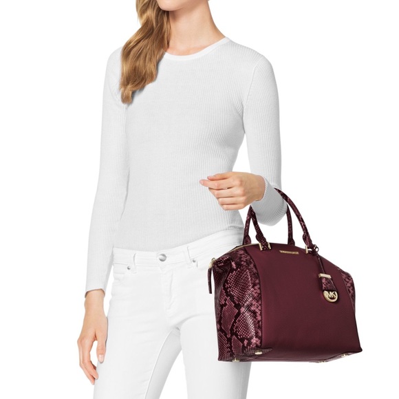 SOLD 🚫 NWT Riley Michael Kors Satchel Merlot - Picture 2 of 4