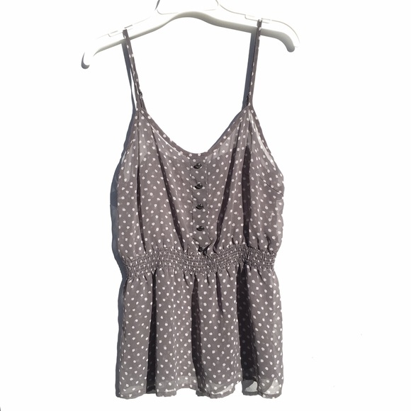 Full Tilt Tops - Blue Gray Polkadot Tank Top