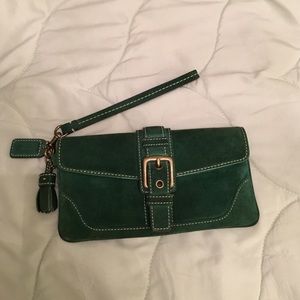 Coach Green Suede Wristlet