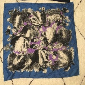 Vintage blue and purple floral square scarf
