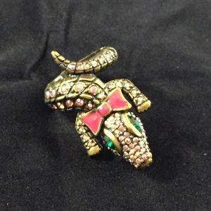 Betsey Johnson Rhinestone Alligator Ring