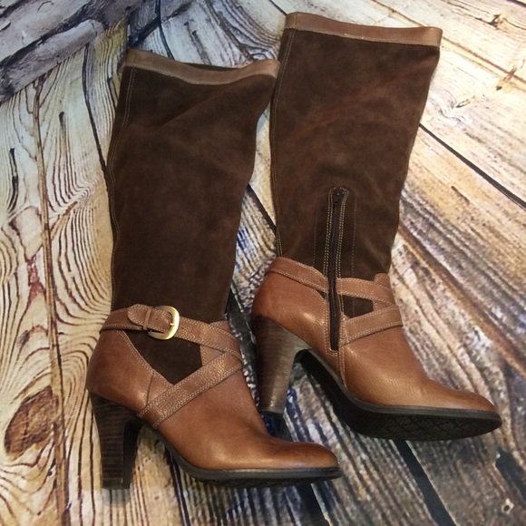 Relativity Shoes - Relativity Eva Brown Suede/Leather Knee Boots