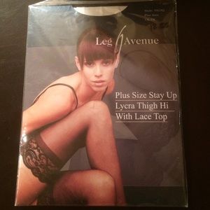 Plus Size Stay Up Lycra Thigh High with Lace top