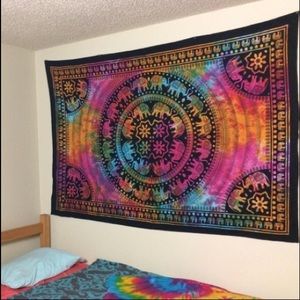 TIE DYE ELEPHANT MANDALA TAPESTRY