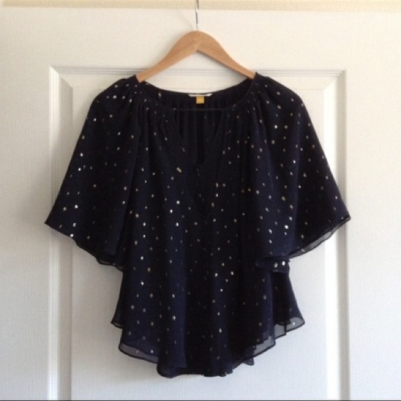 Anthropologie Leifsdotter Metallic Polka Dot Top