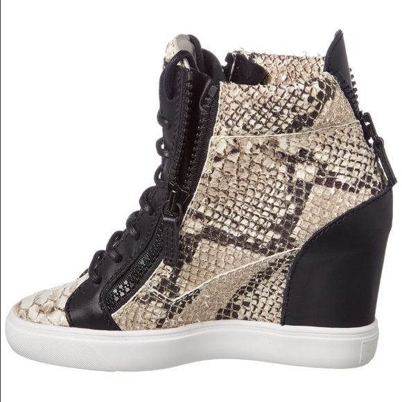 *SOLD*NIB Embossed Leather Hi Top Wedge Sneaker - Picture 2 of 4
