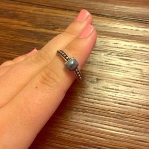 Sterling Silver Ring with Blue Stone Accent