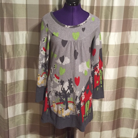 Aryeh light sweater dress cute fall colors Sz m