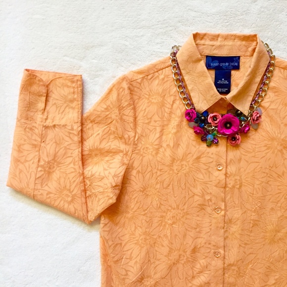 Embossed Floral Button-down - Picture 1 of 4