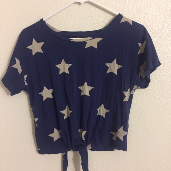 Blue and White Starred Crop Top