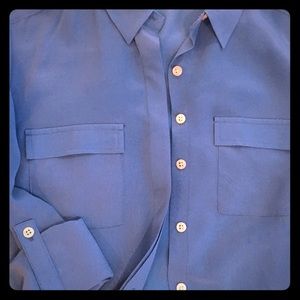 Ann Taylor Silk Botton Down Shirt - size 4P