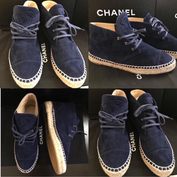 Chanel navy blue espadrilles