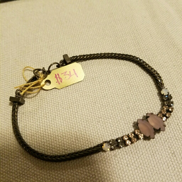 Dainty pink brass finish bracelet