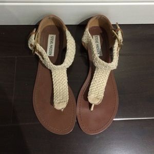 Steve Madden Tan and Beige Crochet Sandals