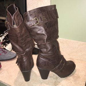 Hinge 2" Brown Marbled Mid-Calf Boot