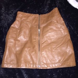 Leather like Full Zip Skirt