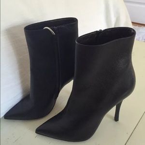 LERRE Black Ankle Leather Stiletto Boot 8M (EU 39)