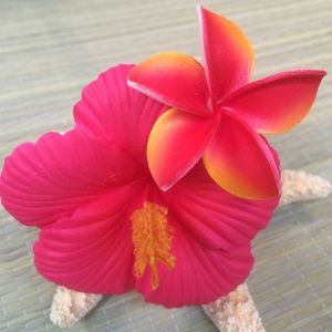 Bundle 🌺 2 Faux Hawaiian Flower pics & hair clip