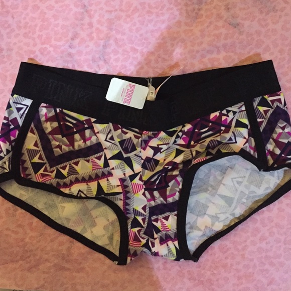 (M) PINK Multi Geo Logo Boyshorts Panty