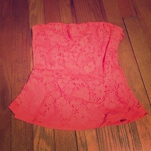 Coral strapless top