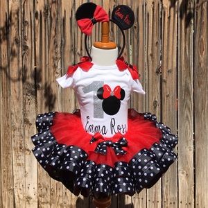 Minnie Mouse inspired ribbon trim tutu , tutu