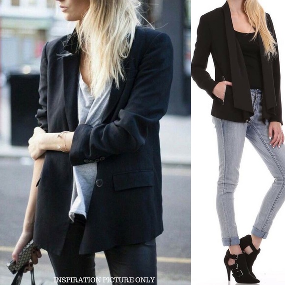 ‼️SALE‼️Drape Front Blazer with Zipper Details - Picture 3 of 3