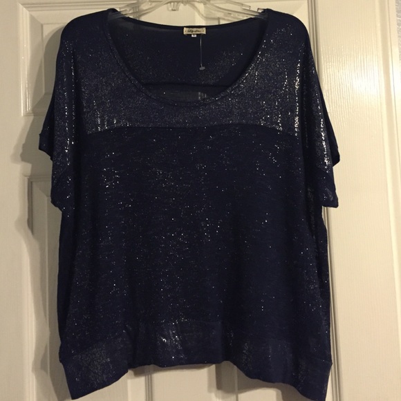 NWOT Size XL Lily Star Navy Blue w/Shimmer top