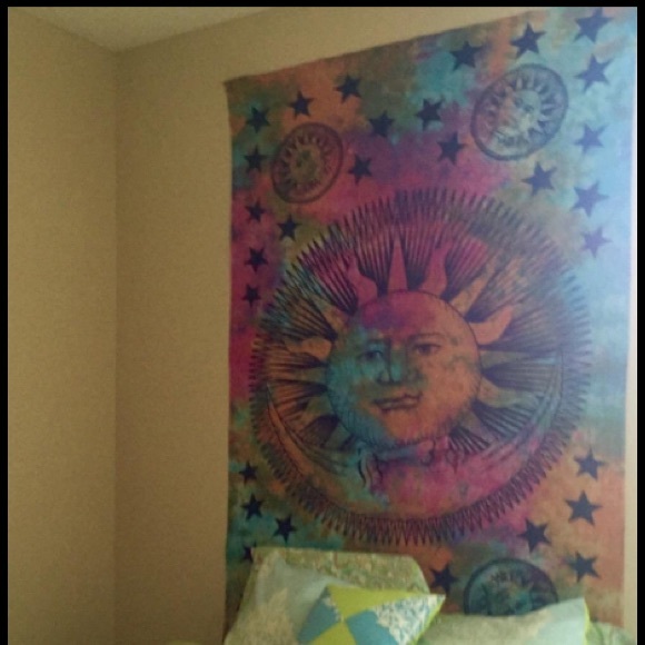 TIE DYE SUN, MOON AND STARS TAPESTRY