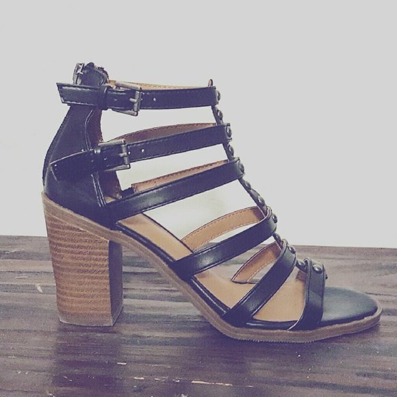 Mossimo Black, Studded, Strappy Sandal Heels