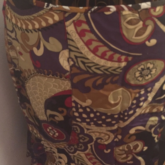 Silk black Multi colored fit and flare skirt - Picture 2 of 2