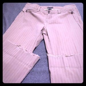 Brown pinstripe trousers