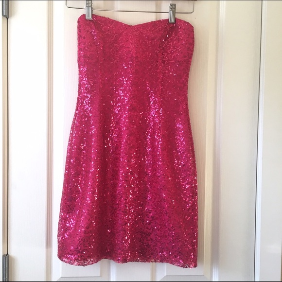 Hot Pink Sequin Bodycon Dress