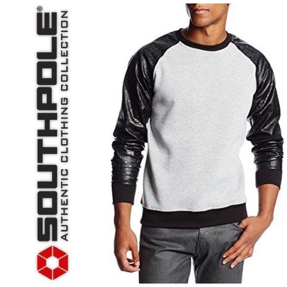Southpole Sweater w/Alligator Faux Leather Sleeves