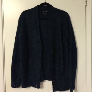 F21 black blue slouchy grandpa sweater