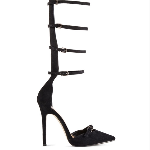 Black strappy heels , gently worn