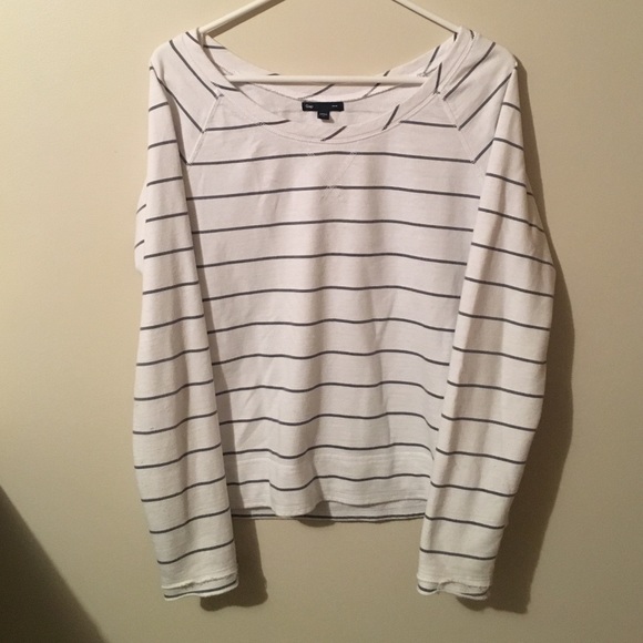 Gray and white striped gap sweatshirt