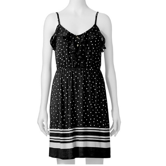 NWOT ELLE Sundress Black & White Polka Dot Medium