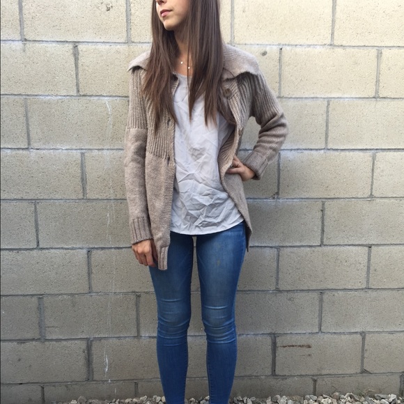 Tan woven cardigan