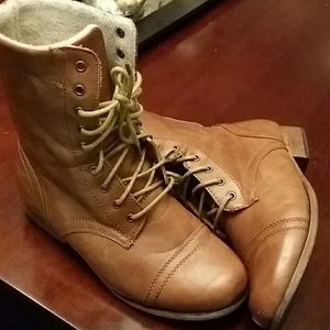 Charlotte Russe Cognac Brown Combat Boots