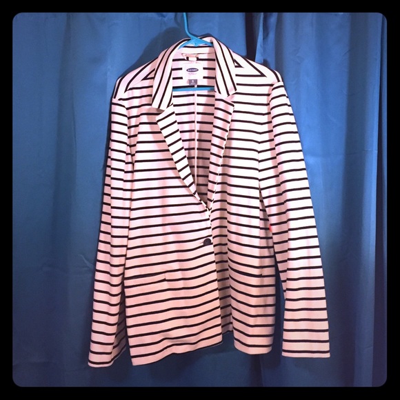 Jacket with dark blue stripes