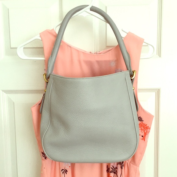 J Crew gray purse in soft pebble leather